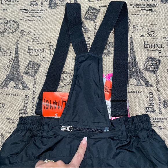 Weatherproof 32 Degree NWT! Black Adjustable Zip Off Suspender Snow Pants - Picture 8 of 11